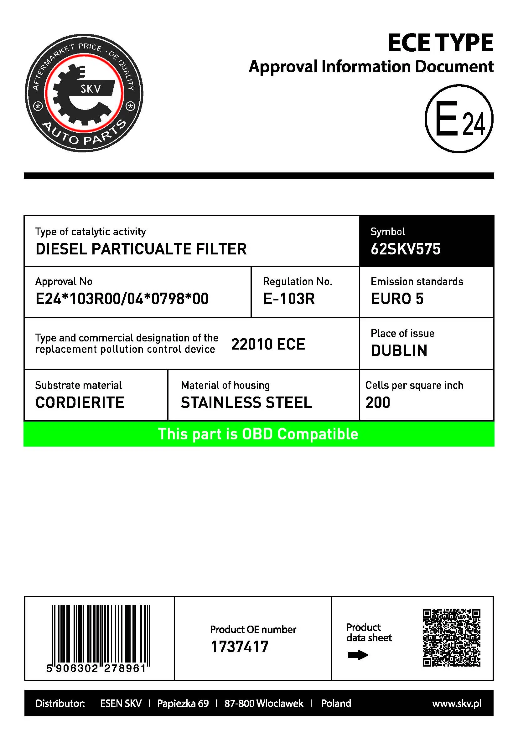 Soot/Particulate Filter, exhaust system